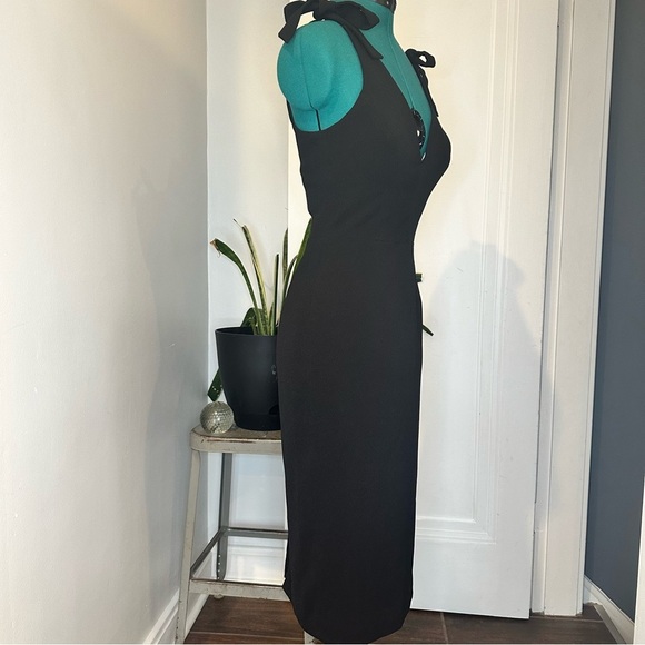 Dress The Population Lita Dress Sleeveless Tie Shoulder Sheath Black small - Picture 5 of 16